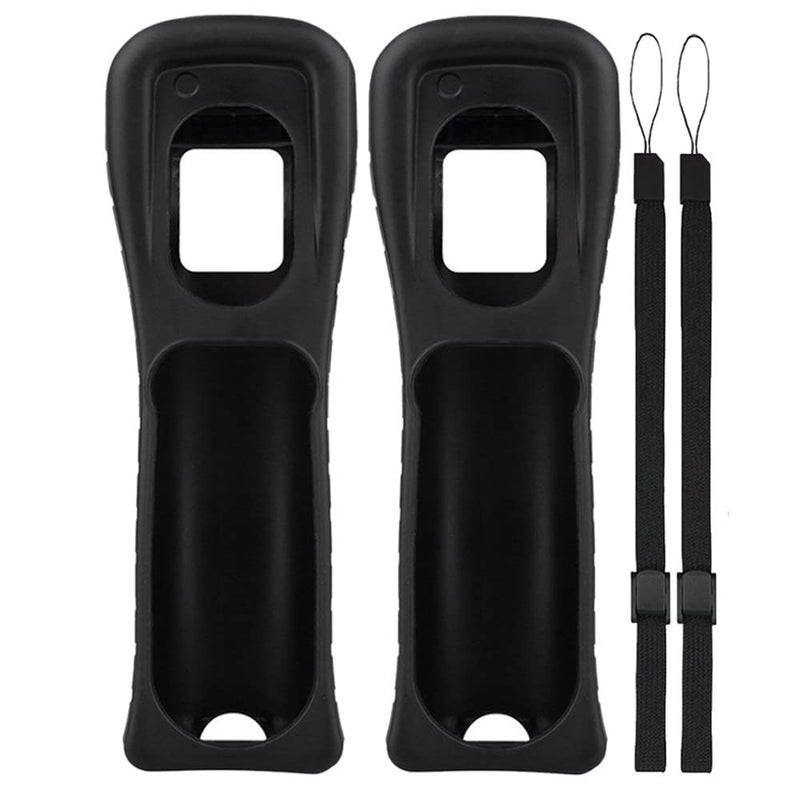 Lactivx 2X Wii Silicone Case Cover with Wrist Strap for Wii Remote Controller (Black) - Image 1